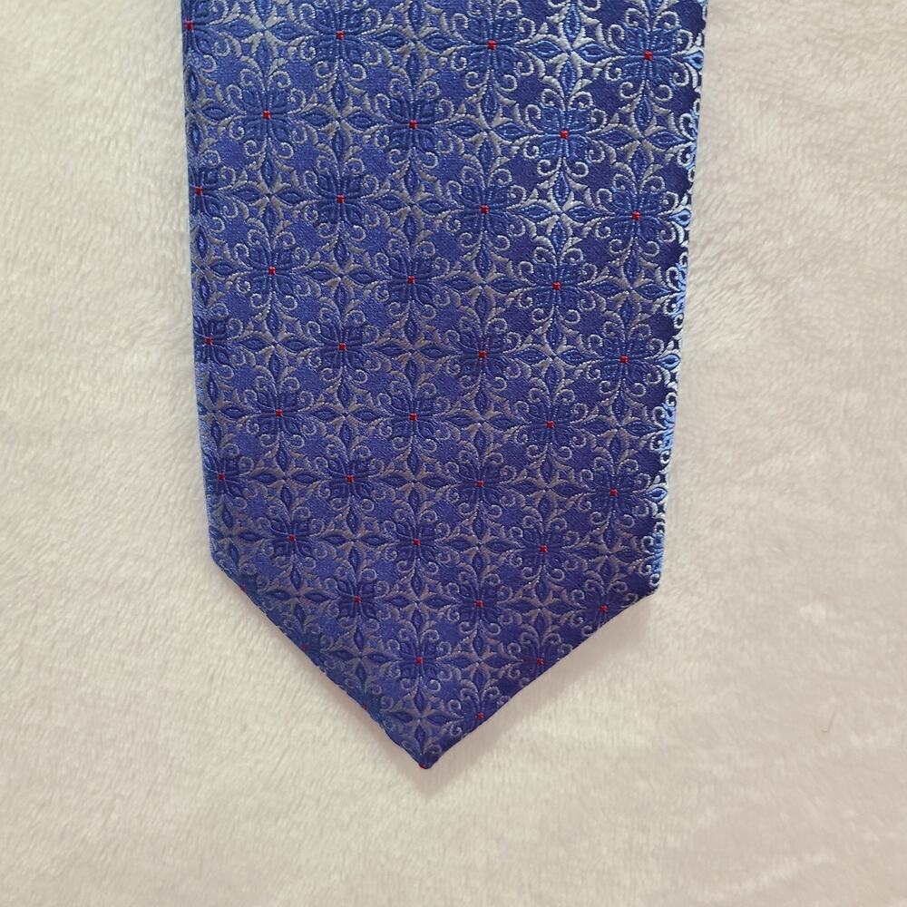 Canali 1934 Mens Silk Tie Blue Geometric Medallion Pattern Luxury Designer Italy
